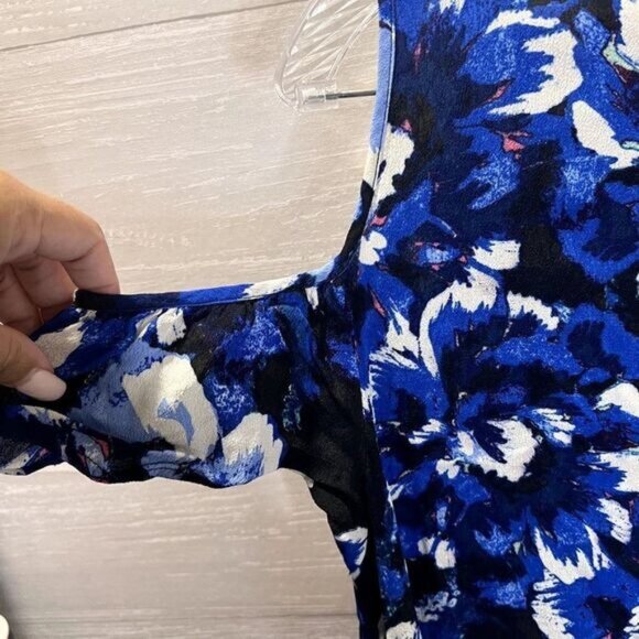 I Heart Ronson Women's Cold Shoulder Short Sleeve Floral Tie Waist Dress - Picture 9 of 9